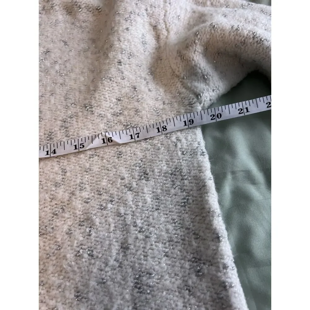 Anne Klein Sweater Women's Small Crewneck White with Metallic Silver - Picture 9 of 10
